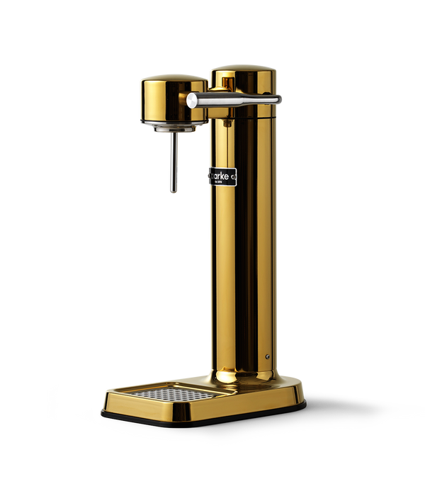 Aarke Carbonator 3 in Gold. Side view.