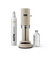 Aarke Carbonator Pro in Sand with 1 Aarke CO2 Cylinder and 1 Glass Bottle.