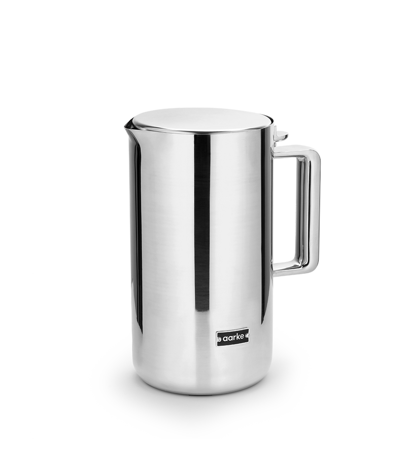 Aarke Stainless Steel Kettle. Side view.